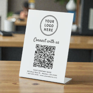 Business Logo Connect With Us Create Your QR Code Pedestal Sign