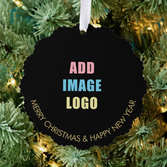 Business Logo Corporate Company Black Tree Decoration Card (Insitu (Tree))