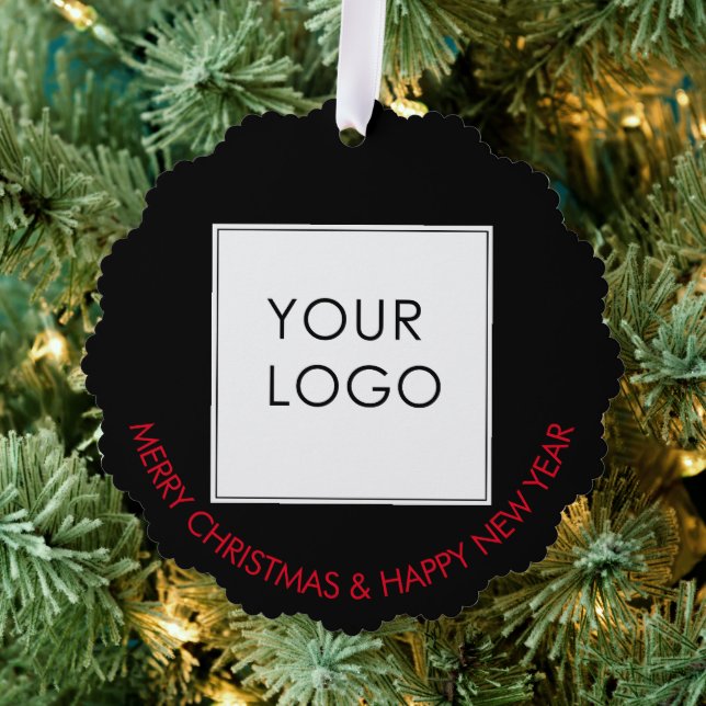 Business Logo Corporate Company Black Tree Decoration Card (Insitu (Tree))