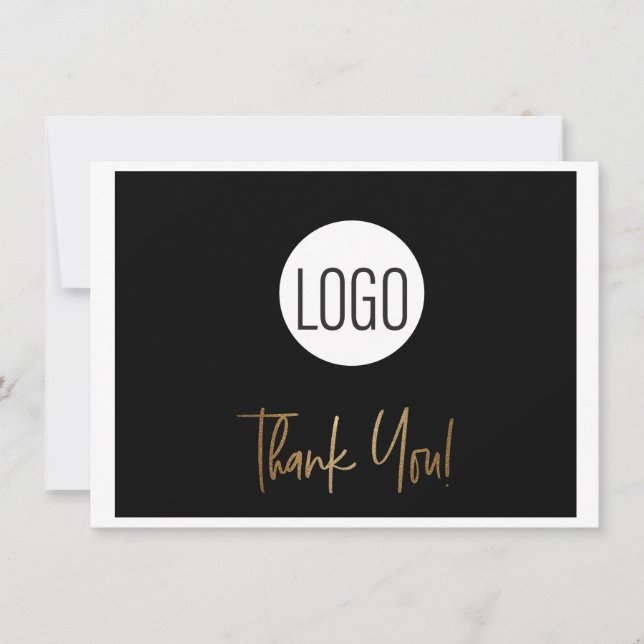 Business logo Corporate Company Gold Script Thank You Card (Front)