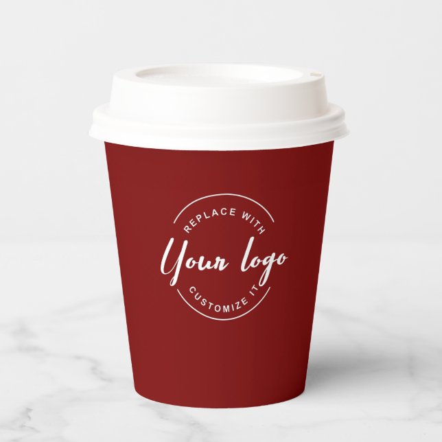 Business Logo Corporate Event Simple Red Custom Paper Cups (Front)
