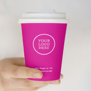 Business Logo Corporate Modern Pink Professional Paper Cups