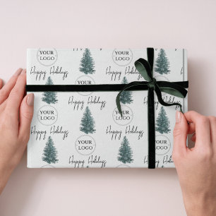 Business Logo Corporate Promotion Christmas Tree Wrapping Paper