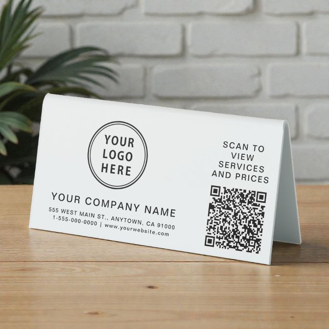 Business Logo Create Your QR Code Horizontal (Business Logo Create Your QR Code Horizontal Table Tent)