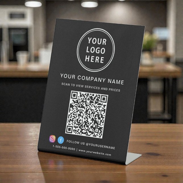 Business Logo Create Your QR Code Social Media Pedestal Sign (Business Logo Create Your QR Code Social Media Pedestal Sign)