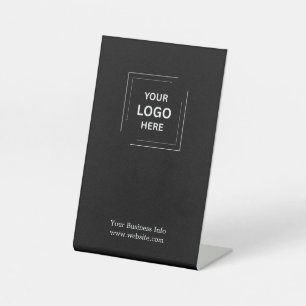 Business Logo Custom Black Professional Pedestal Sign