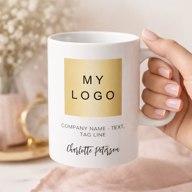 Business logo custom brand colour name script coffee mug (Creator Uploaded)