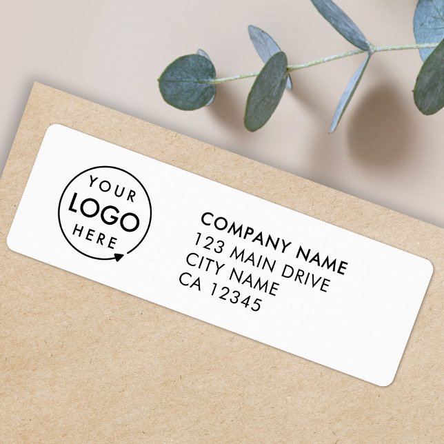 Business Logo | Custom Company Return Address Label (Minimal white return address labels for your business - simple, professional & easy to customize)