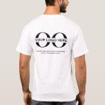 Business Logo Custom Employee Staff Company T-Shirt<br><div class="desc">Simple custom white business template in modern minimalist style with easy to update template for your company logo. Company logo on front left; large company logo and custom text on back. Designed with a horizontal logo banner image (2560 x 1440 px), you can customise by changing the text and image...</div>