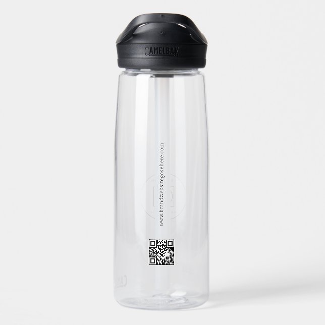 Business Logo Custom QR Code Website Branding Water Bottle (Back)