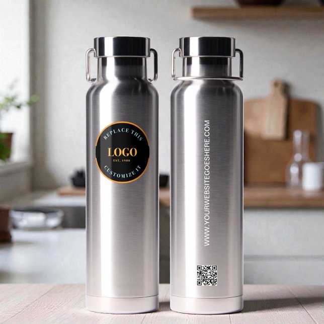 Business logo Custom QR code website professional Water Bottle (Cool, modern Custom business logo, website, QR code water bottles )