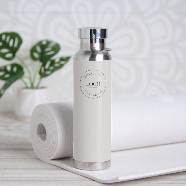Business logo Custom QR code website taupe Water Bottle (Yoga)