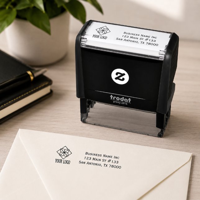 Business Logo Custom Return Address Self-inking Stamp (Self Inking Custom Business Logo Address Stamp)
