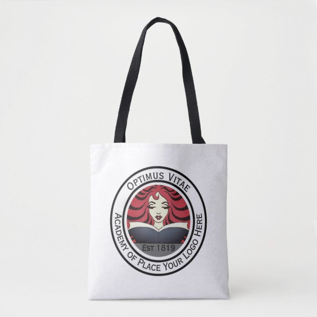 Business Logo Custom White Tote Bag (Front)