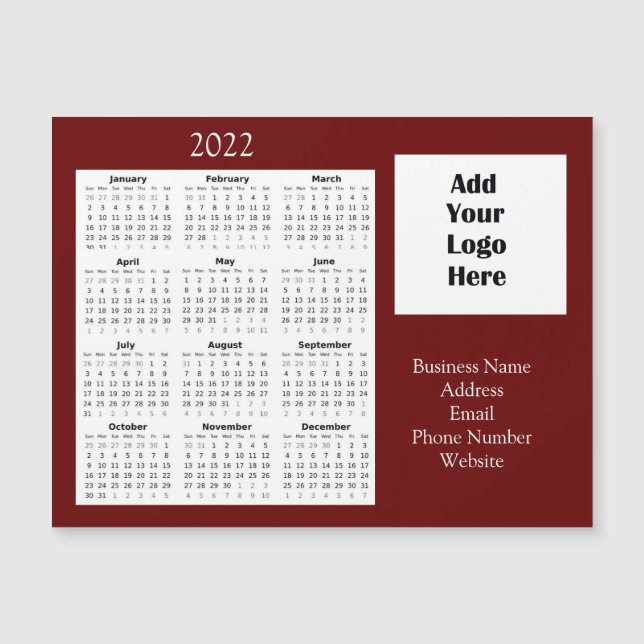 Business Logo Customer Appreciation 2022 Calendar  Magnetic Invitation (Front)
