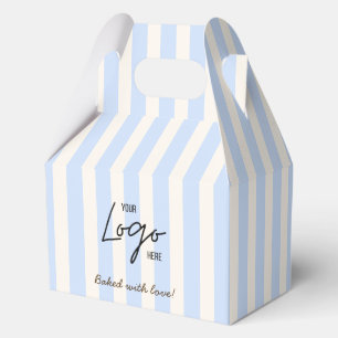 Business Logo Cute Blue Stripes Cookie Favour Box