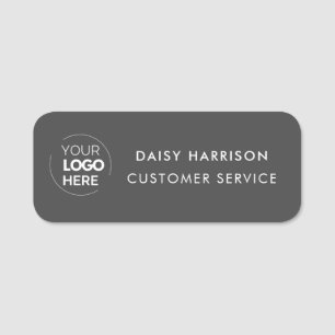 Business Logo Dark Grey Custom Employee Staff Name Tag