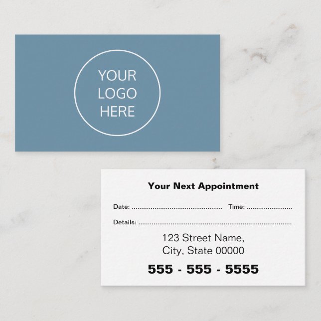Business Logo Dusty Blue Appointment Card (Front/Back)