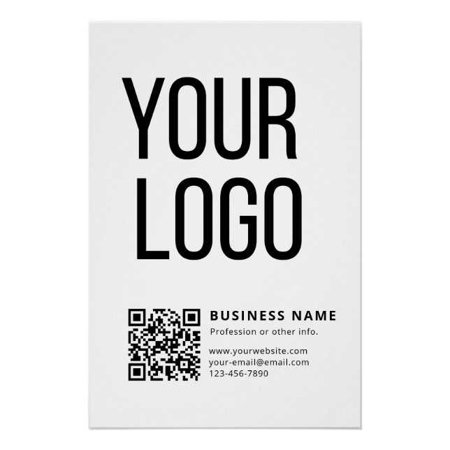 Business Logo & Editable Qr Code Poster (Front)