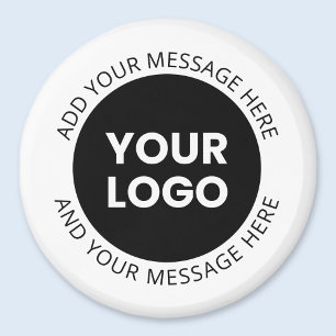 Business Logo & Editable Text  White & Black Magnet