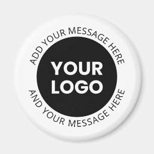 Business Logo & Editable Text  White & Black Magnet