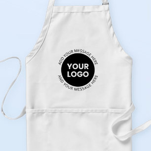 Business Logo & Editable Text  White & Black Standard Apron