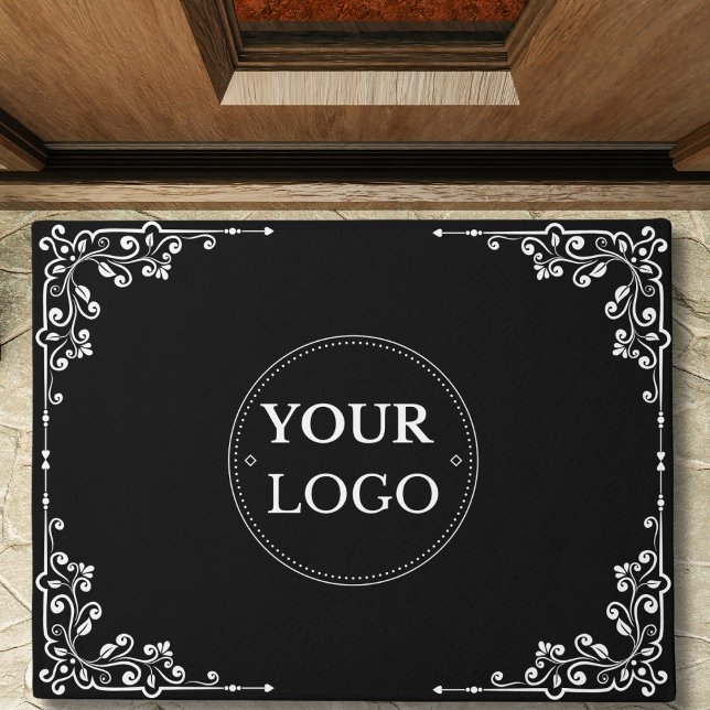 Business Logo Elegant Border Black Promotional  Doormat (Creator Uploaded)