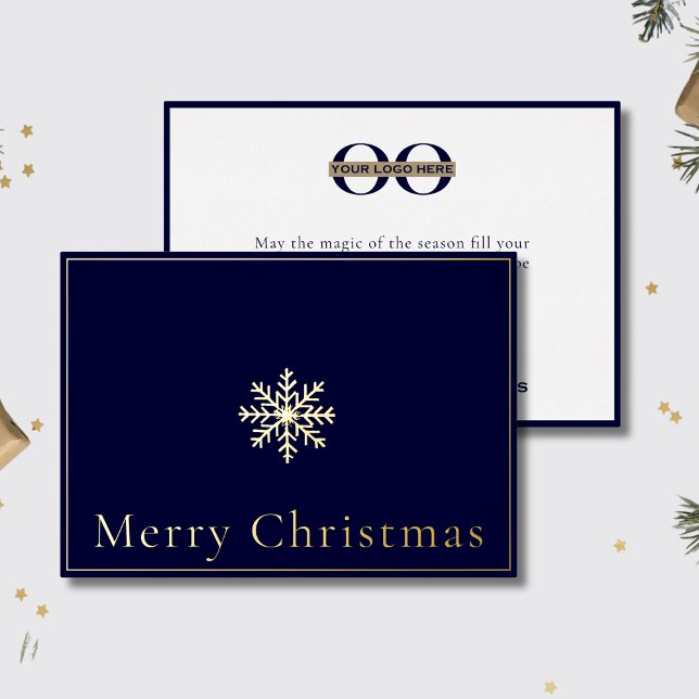 Business Logo Elegant Merry Christmas Foil Holiday Card (Creator Uploaded)
