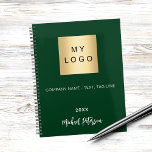 Business logo emerald green name script 2025 planner<br><div class="desc">A stylish,  classic emerald green background.  Personalise and add your business,  company logo,  a text,  year and personal name.  If you want it without text,  use your back-space key to delete.</div>