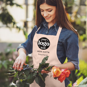 Business Logo Employee Name Job Title Blush Pink Apron