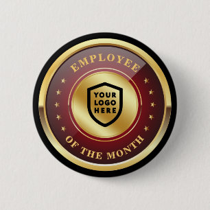 Business Logo   Employee of the Month Gold Stars 6 Cm Round Badge