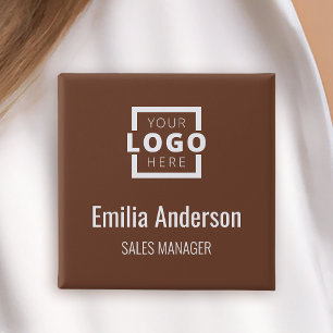 Business Logo Employee Staff Name Badge Brown