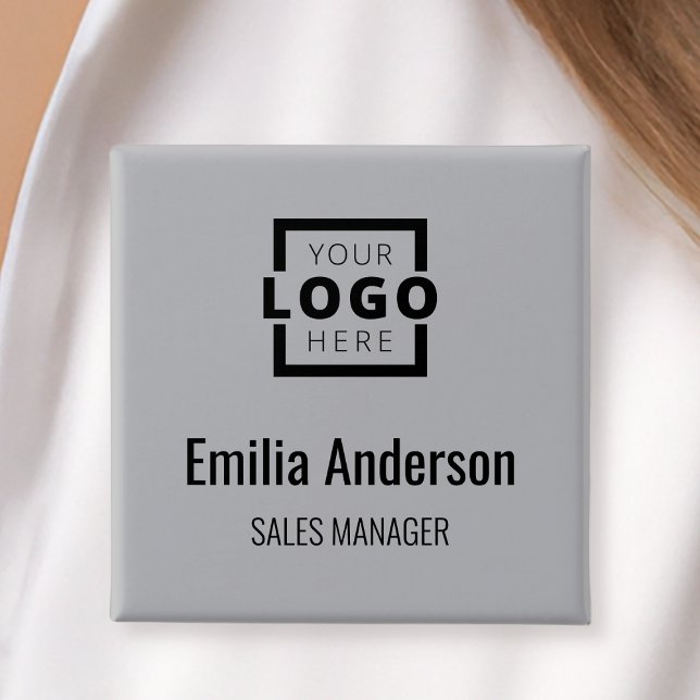 Business Logo Employee Staff Name Badge Grey (Creator Uploaded)