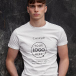 Business Logo Employee Staff Name Company Branded T-Shirt<br><div class="desc">A simple custom business template in a modern minimalist style which can be easily updated with your company logo and staff name and company info. If you need any help personalising this product,  please contact me using the message button below and I will be happy to help.</div>