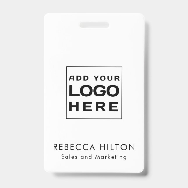 Business Logo Employees Modern Custom ID Badge (Front)