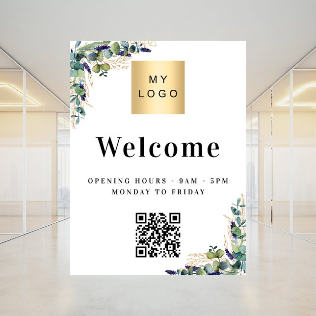 Business logo eucalyptus welcome opening QR code Poster (Creator Uploaded)