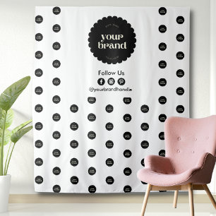 Business Logo Event Step & Repeat Follow Us Tapestry