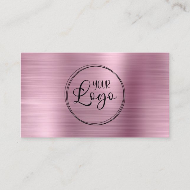 Business Logo Faux Light Pink Ombre Foil Business Card (Front)