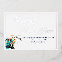 Business Logo Flower Decor Holiday Card 