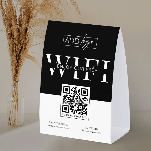 Business Logo Free WIFI Password QR Code Sign (Creator Uploaded)