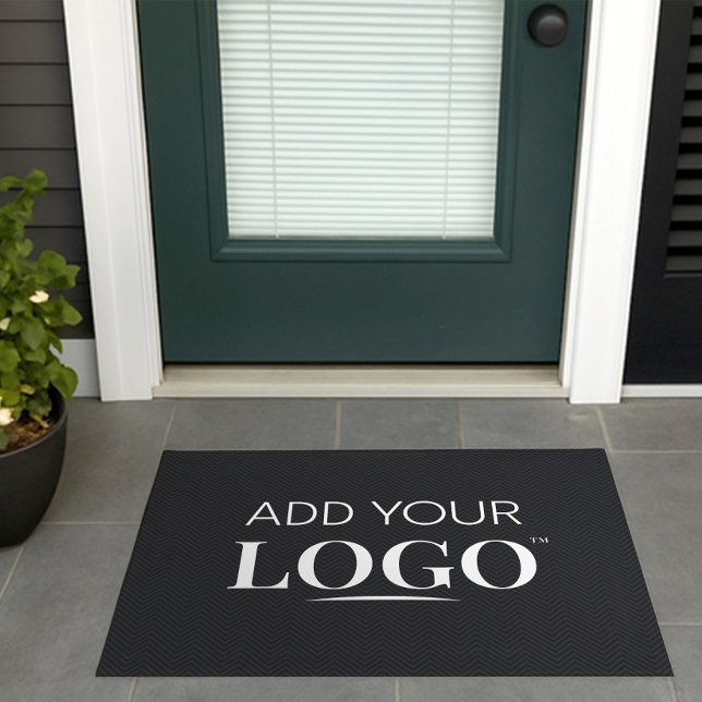 Business Logo Front Door Modern Professional Black Doormat (Creator Uploaded)