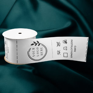 Business Logo Garment Care Clothing Labels Satin Ribbon