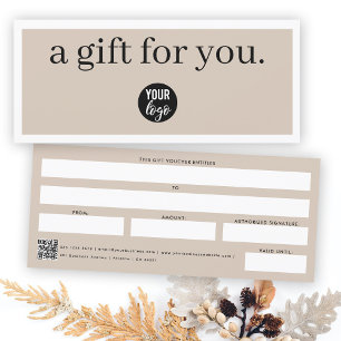 Business Logo Gift Certificate Voucher Beige