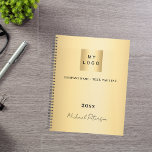 Business logo gold elegant name script 2025 planner<br><div class="desc">A stylish,  classic faux gold looking background.  Personalise and add your business,  company logo,  a text,  year and personal name.  Black letters.  If you want it without text,  use your back-space key to delete.</div>