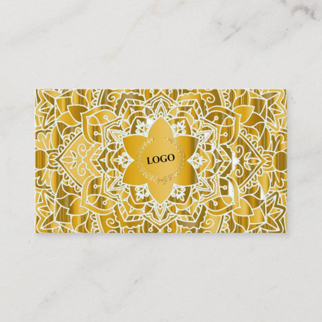 Business Logo Gold Mandala Business Card (Front)