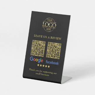 Business Logo Google & Facebook Reviews QR Code Pe Pedestal Sign