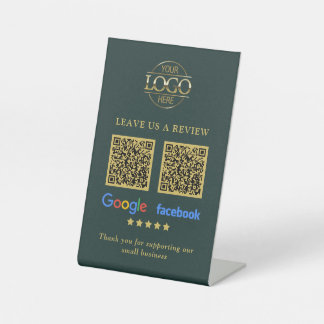 Business Logo Google & Facebook Reviews QR Code Pe Pedestal Sign