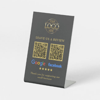 Business Logo Google & Facebook Reviews QR Code Pe Pedestal Sign