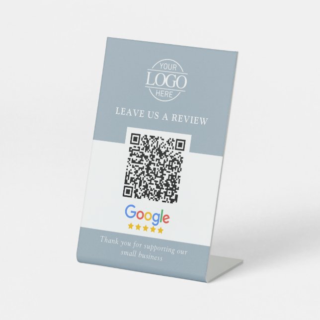 Business Logo Google & Facebook Reviews QR Code Pedestal Sign (Front)