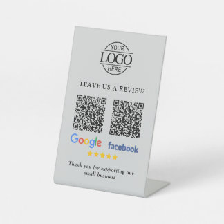 Business Logo Google & Facebook Reviews QR Code Pedestal Sign